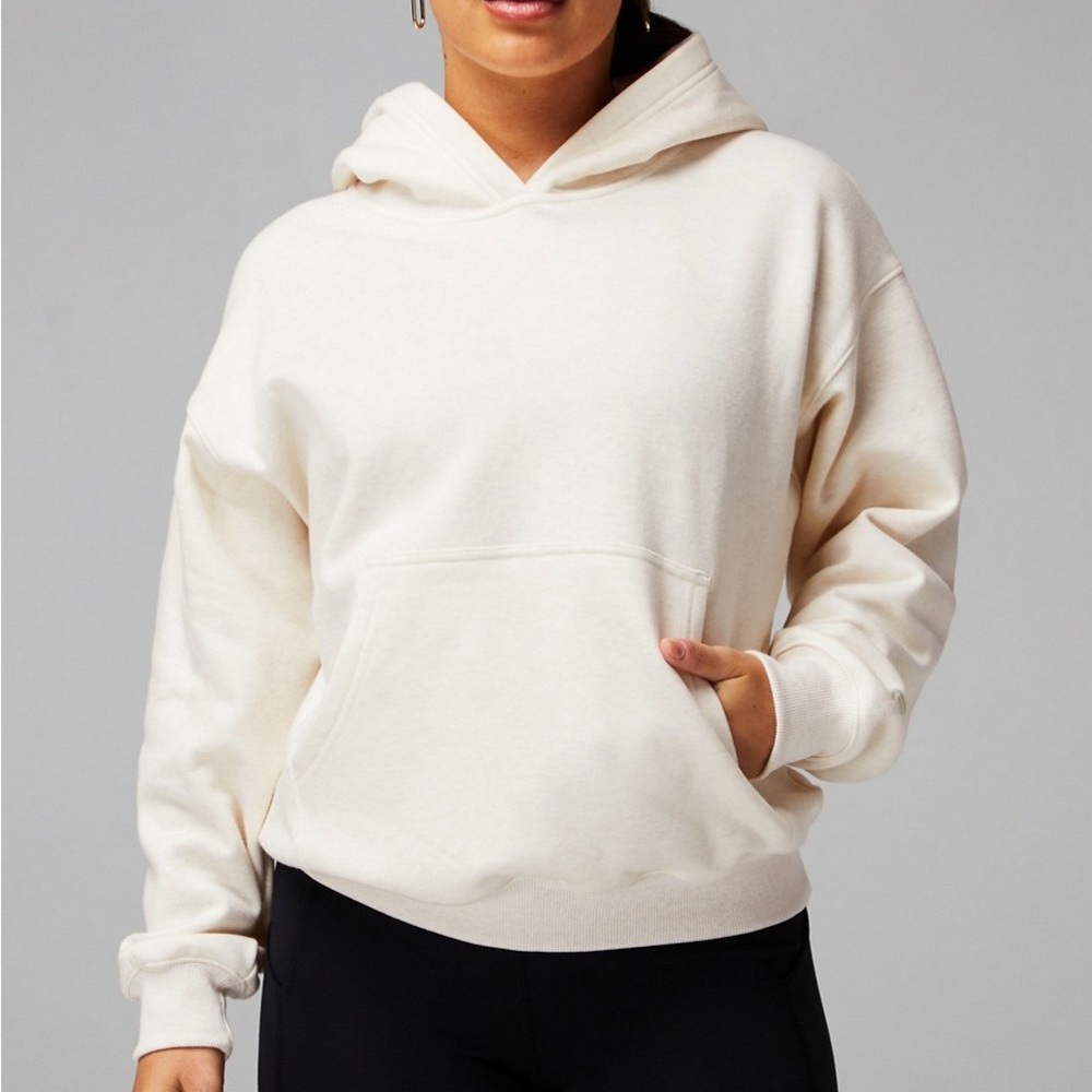 Fabletics Cozy Fleece Hoodie in Cream Size Small